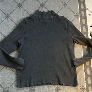 Lauren Ralph Lauren Ribbed Mock Neck Sweater - Charcoal Gray